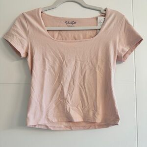 J. GALT  Light Pink Scoop Neck Crop Tee